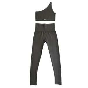 SET Active Sculptflex Workout Set Chocolate Leggings XS + One Shoulder Bra Small
